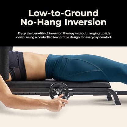 Sunny Health & Fitness No-Hang Traction & Inversion Decompression Table for Back Pain Relief, Adjustable Stretch Bench, 400 LB Capacity - size: 6" Height