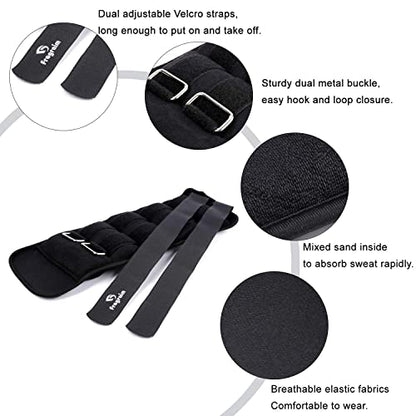 Ankle Weights for Women, Men and Kids - 1/2/3/4/6/8/10/12/15/20 LBS 1 Pair Strength Training Wrist/Leg/Arm Weight with Adjustable Strap for Jogging, Gymnastics, Aerobics, Home Fitness, Physical Therapy - style: 20Lbs Pair (10lb x 2) - Black
