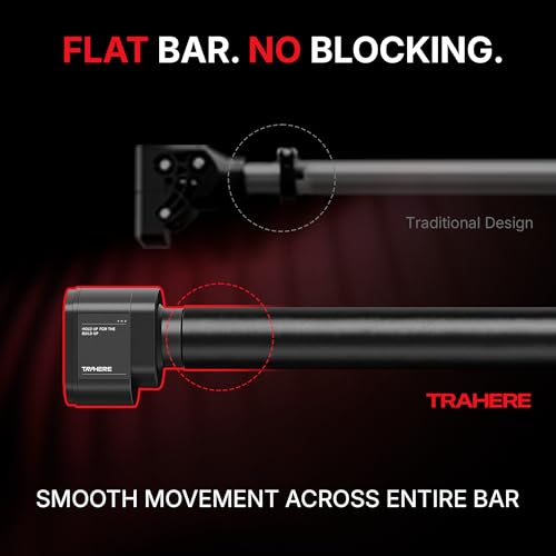 Doorway Pull Up Bar, Patented Flat Structure with Uninterrupted Full-Length Grip, Extra Wide 26.8–32.7", 573 lbs Capacity, Adjustable 31.8–36.6" Doorways, Tool-Free Installation