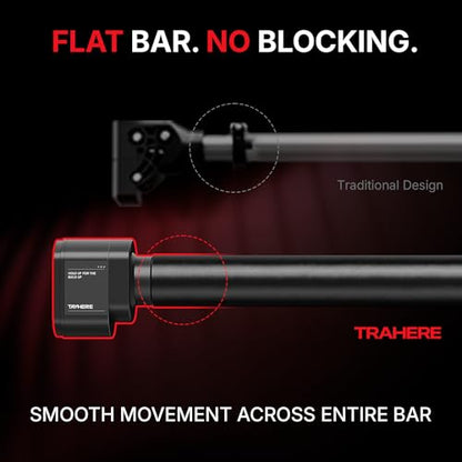 Doorway Pull Up Bar, Patented Flat Structure with Uninterrupted Full-Length Grip, Extra Wide 26.8–32.7", 573 lbs Capacity, Adjustable 31.8–36.6" Doorways, Tool-Free Installation