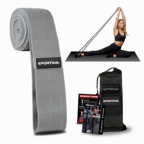 76 Inch Premium Extended Length Fabric Resistance Band for Working Out – Non-Slip Workout Loop Band for Yoga, Pilates, Pull-up Assist & Stretching - color: Gray