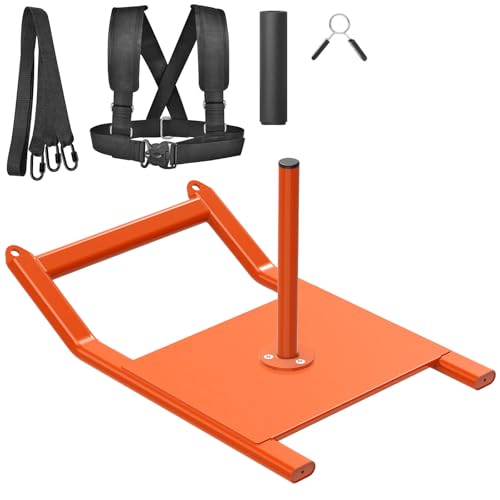 Kipika Weight Sled, Workout Sled, Fitness Strength Training Sled, Speed Training Sled for Athletic Exercise, Speed Improvement, Easily Through Obstacles, Suitable for 1" & 2" Weight Plate - color: A- Orange