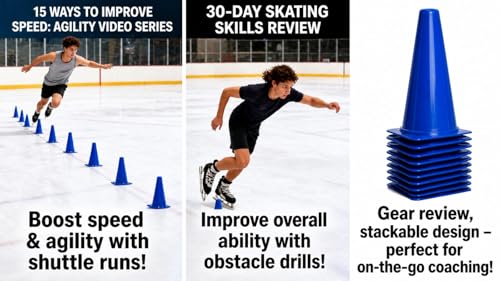 6 Pack - 9" Blue Soccer Training Traffic Cones - Speed Agility Cones for Sports Football Basketball Skating Obstacle Course Drills - Indoor Outdoor Plastic Field Markers, Coaching & Practice Equipment