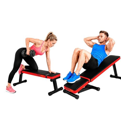 Happlee Flat Weight Bench for Home Gym Foldable Workout Bench for Dumbbell Exercise 618 lb Capacity Strength Training Bench Compact Bench Press Equipment for Small Space Apartment Garage Gym Black