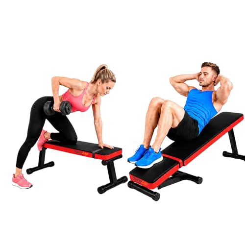 Happlee Flat Weight Bench for Home Gym Foldable Workout Bench for Dumbbell Exercise 618 lb Capacity Strength Training Bench Compact Bench Press Equipment for Small Space Apartment Garage Gym Black