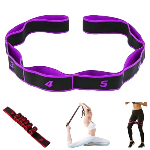 Fitness Resistance Band for Stretching and Yoga, Stretch Strap, Elastic Yoga Stretching Strap, Multi-Loop for Physical Therapy, Pilates, Yoga, Dance & Gymnastics Exercise - color: Purple