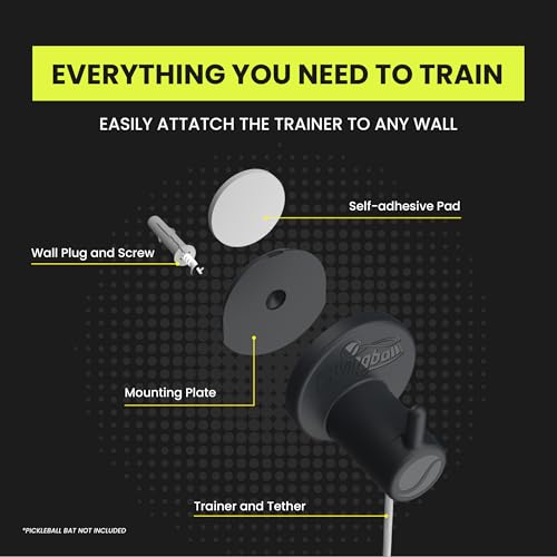 Swingball Solo Pickleball Trainer Set – Wall Mount Rebounder with Real Ball Tether – Indoor/Outdoor Practice Partner for All Skill Levels – Perfect Solo Training Aid - No Paddle Included, Ages 6+