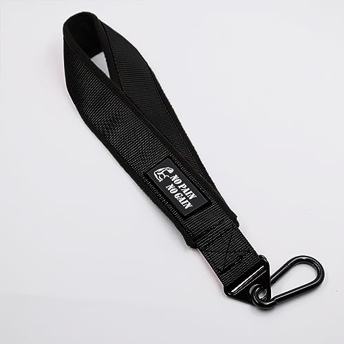 Arm Wrestling Training Strap Belt Hand Grip Arm Finger Forearm Exerciser Strengthener for Cable Machine and Free Weight - color: black with 18mm loading pin