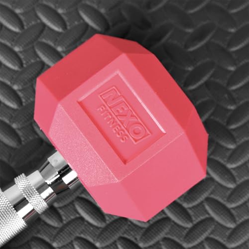 NEXO Pink Rubber Hex Dumbbells Commercial Grade Rubber Hex Dumb Bell Weight