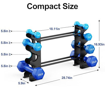 Dumbbell Rack Stand for Home Gym: Rack Only Holder for Dumbbells, Free Weights, 400LB Capacity Heavy-Duty Compact Storage Organizer