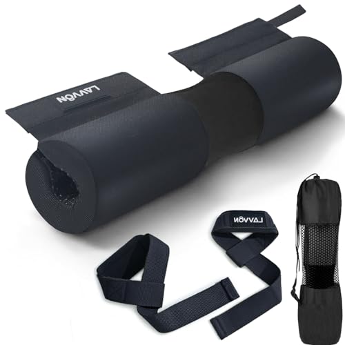 Barbell Squat Pad Set- Nylon Padding AntiSlip- Thick Foam Barbell Pad for Squats Cushion,Lunges&Bar Padding for Hip Thrusts -Standard Olympic Weight Bar Pad (Wrist Straps Weightlifting-Ankle Straps)