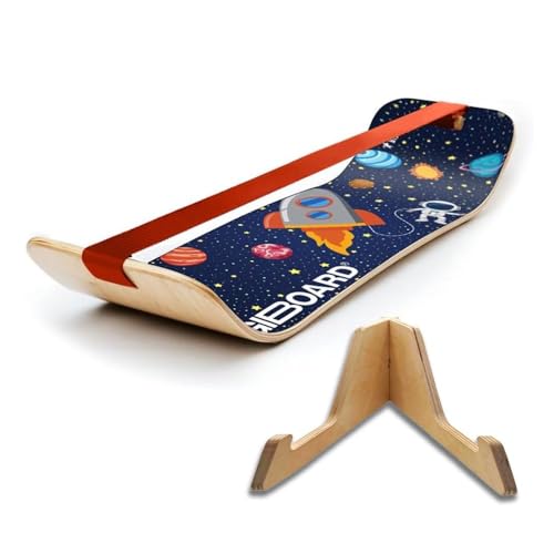 GIBBON SlackBoard - GiBoard Balance Board Kids & Adults - Slackline Balance Trainer - Slack Board Core Workout Equipment Home Gym Training - Standing Desk Exercise - Yoga, Agility, Pilates & More - color: Astro with Stand