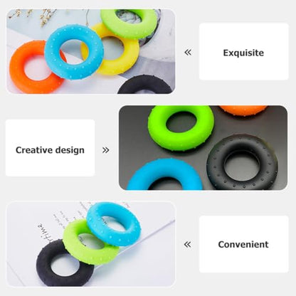 Toddmomy 4pcs Hand Grip Strengthener Rings with Silicone Material, Multi-resistance Forearm Exerciser Set (30-60lbs), Finger Massage Trainer for Muscle Strengthening and Rehabilitation