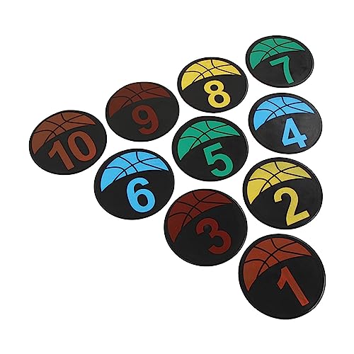 Flat Spot Markers, Numbered Floor Cones Set of 10 for Soccer Basketball Sports Agility Training, with Bright Colors and Reusable PVC Material for Kids Classroom Party Activities