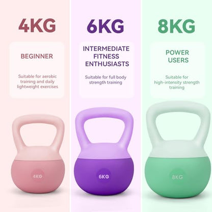 Soft Kettlebell for Women, Home Gym Weights, Available in 4kg, 6kg, 8kg for Yoga, Pilates & Full-Body Training - color: 4 KG