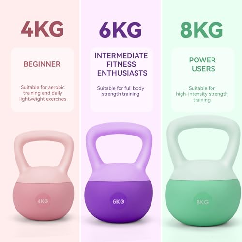 Soft Kettlebell for Women, Home Gym Weights, Available in 4kg, 6kg, 8kg for Yoga, Pilates & Full-Body Training - color: 6 KG