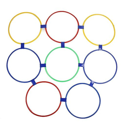 Hopscotch Hoop Hand Foot Coordination Sensory Training Plastic Hoops Pack of 10 Combination with 10 Buckles for Jumping Activities (Extra Large Size)