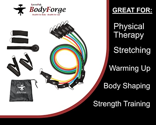 BodyForge Resistance Bands, Exercise Bands, Resistance Bands for Working Out, Work Out Bands with Handles for Men and Women Fitness, Strength Training Home Gym Equipment - size: 1 Pack