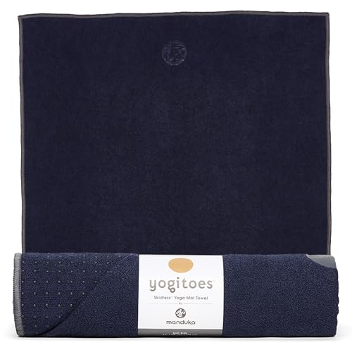Manduka Yogitoes Hot Yoga Mat Towel - 71" | Moisture Activated Grip | Patented Silicone Nubs | Highly Absorbent, Durable & Easy Care | Made from Recycled Materials | 71 x 24 Inches | Midnight - color: Midnight, size: 71" x 24"
