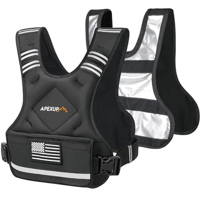Adjustable Weighted Vest, 4-10lb/12-18lb/20-32lb Vest with 6 Ironsand Weights and Large Pocket, Weight Vest for Men Women Strength Training, Running, Walking - color: Black-with Waterproof Layer, size: 12-18lbs