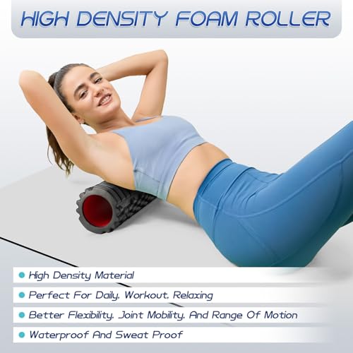 Krightlink 2-in-1 18" Foam Roller Set for Deep Muscle Massage - color: Black-18"(2 in 1)