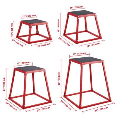 Happybuy 12/18/24/30 Inch Plyometric Jump Box Set, Anti-Slip Fitness Agility Step, Strength Training, Conditioning, Home Gym, Red