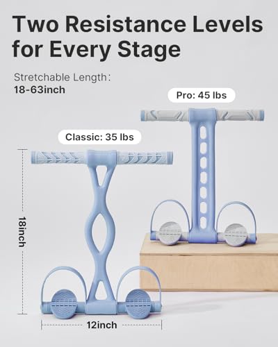 YOTTOY Pedal Resistance Band, Thick Elastic Tension Rope with Handles, Sit-Up Pull Rope Fitness Equipment for Leg, Arm, Abs, Waist, Home Gym