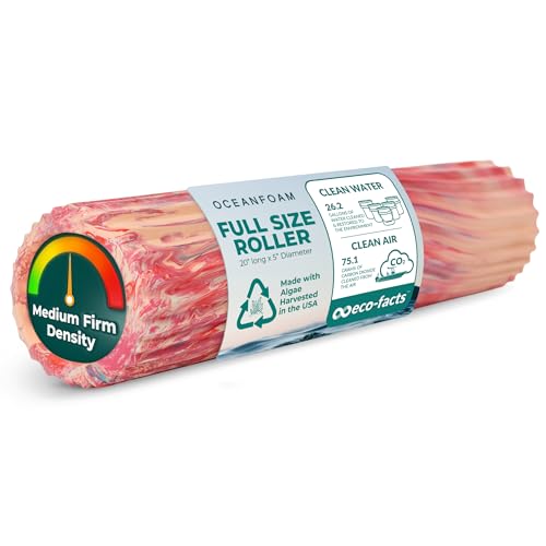 Tidal Roller - Cotton Candy - Muscle Massage Foam Roller for Back Pain & Stretching - Firm and Ergonomic Wide Wave Textured - Yoga, Athletics, & Wellness - Full Size, 20" x 5" - color: Cotton Candy