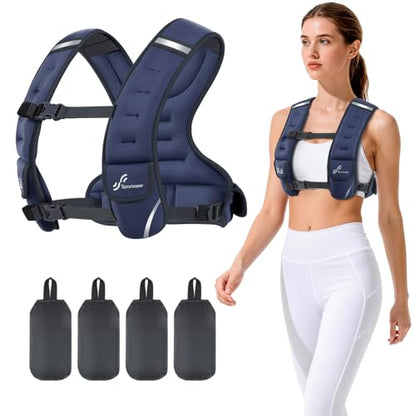 Sportneer Adjustable Weighted Vest Woman: 6-10lb/10-18lb Weighted Vests - color: Blue, size: 6-10 lbs