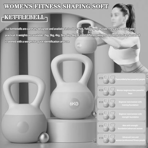 Kettlebell Weights Women's Fitness Shaping Soft Kettle Ball, Dumbbell For Office Exercise, Beginner/professional, Protective PVC Shell(Yellow-grey-5kg)