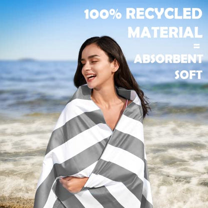 Your Choice Microfiber Beach Towel Sand-Free Quick Dry (67"x35"/60"x30") - color: A-gray Stripes, size: Large(60x30")