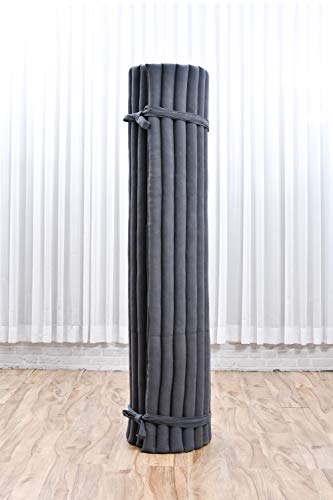 Leewadee - Foldable Floor Mattress - Japanese Roll Up Futon -Trifold Tatami Mat- Guest Floor Bed - Camping Mattress - Thai Massage Mat, Kapok Filled, 75 x 57 inches, Anthracite