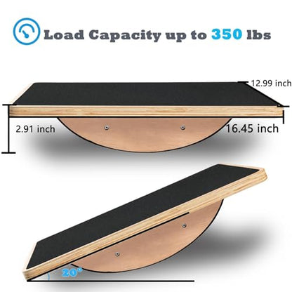 Balance Board Wooden Wobble Board for Adults Anti-Slip Board for Physical Therapy & Core Strength, Ideal Balance Board for Standing Desk with Ankle Support