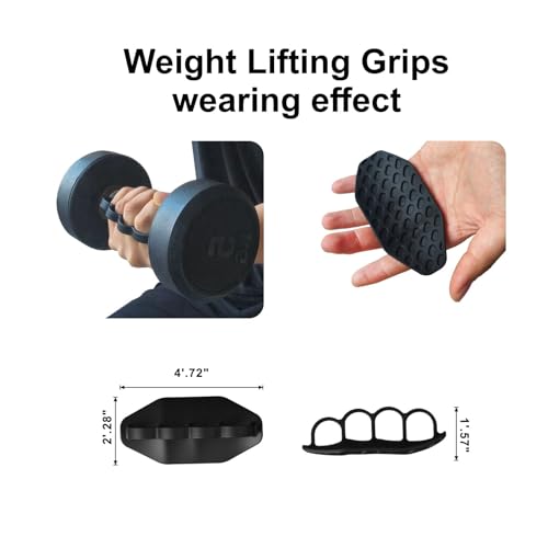 Breathable Weight Lifting Gloves& Weight Lifting Grips, Gloves - Fingerless with Full Palm Protection & Grip & Shock Absorption for Women & Men's Fitness Training（2PCS）