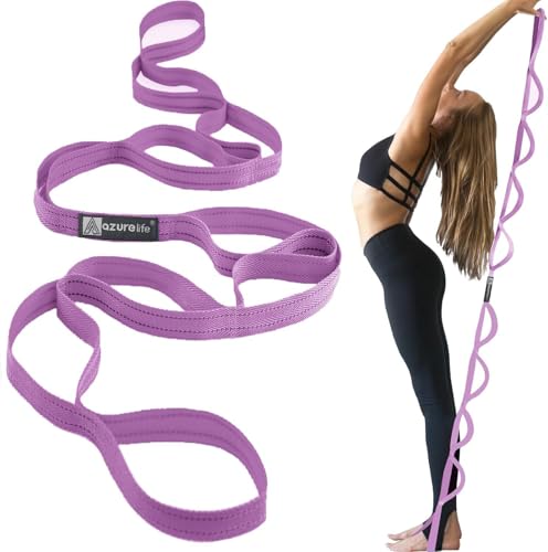 10 Loops Stretching Strap Yoga Strap Stretch Bands Physical Therapy for Exercise - color: Purple
