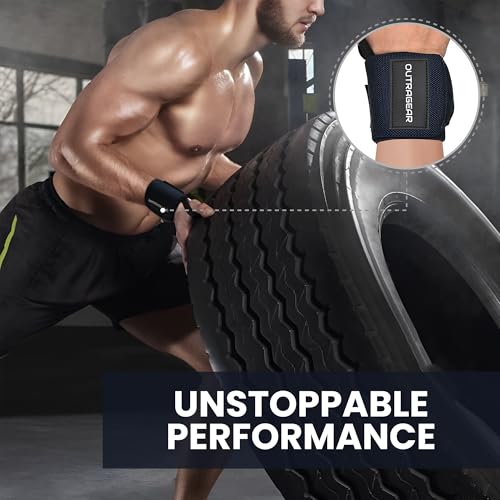 18" OG-Grade Wrist Wraps for Weightlifting – Heavy Duty Wrist Support with Thumb Loop & Lockdown Strap – Wrist Straps for Powerlifting, Bench Press & Gym Training - color: Navy Grit
