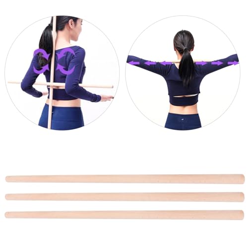 Posture Corrector for Women & Men - Neck, Shoulder & Back Stretcher - 3PCS Multi Use Wooden Yoga Stick - Hunchback and Neck Hump Corrector - Back Straightener, 2x70cm