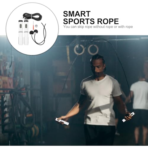 POPETPOP Smart Cordless Jump Rope with Digital Counter, Indoor Ropeless Skipping Rope with Weighted Handle and Steel Wire Ball, Fitness Workout Equipment for Home Exercise and Weight Loss