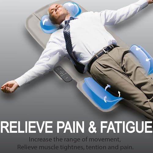 Full Body Stretching Massage Mat with Airbags. 3D Lumbar Traction - Neck, Back, Waist, Hip Relaxation & Pain Relief. Back Massager Pad, Foldable & Portable.