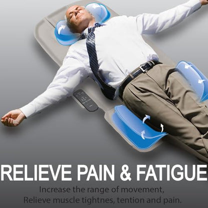 Full Body Stretching Massage Mat with Airbags. 3D Lumbar Traction - Neck, Back, Waist, Hip Relaxation & Pain Relief. Back Massager Pad, Foldable & Portable.