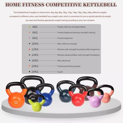 Kettlebell Weights for Women Home Fitness Competitive Kettle Bells, Solid Cast Iron for Gym Kettle Ball, Strength Training Equipment, Squat/Swing/Lunge(Yellow-green-4kg)