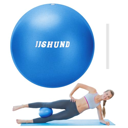 jjshund Pilates Ball, 9,8 Inch Small Exercise Mini Soft Workout Yoga Ball with Exercise Guide, for Home Gym Yoga, Pilates, Core Training, Workout, Balance, Stability - color: Blue, size: 25 cm