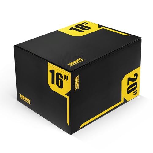 ToughFit Plyo Box - 3 in 1 Foam Plyometric Box - Jump Box for MMA, Crossfit - Adjustment Height Plyometric Jump Box for Home Gym - PVC Cover Platform & High-Density Workout Box - style: Small - 20"x18"x16"
