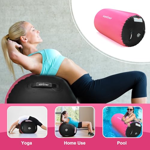 VOFiTNY Gymnastics Air Barrel Tumbling Equipment Back Handspring Trainer - color: Pink/Black No Pump, size: 3.3'L x 2'D