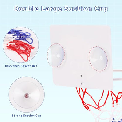 Basketball Hoop Toddler, Bathtub Bath Toys for Office Desk Bathroom Slam Dunk Games, Suction Cup Basketball Hoop for Kids Girls Boys