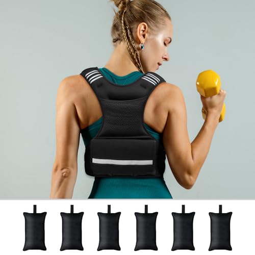 Feyachi Adjustable Weighted Vest, 3-32lb Vest with 6 Ironsand weights - color: Black, size: 3-12 lbs