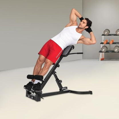 Compact Adjustable Weight Bench for Full Body Strength Training, Ab/Back Hyper Roman Chair, Adjustable Ab Sit up Bench for Home Gym Fitness