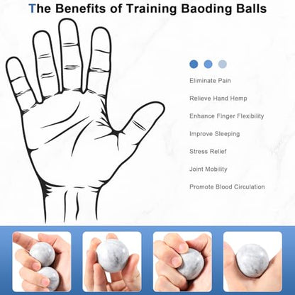 Learay 2Pcs Baoding Balls, Baoding Balls for Hand Therapy, Chinese Health Exercise Massage Balls with Carry Pouch for Stress Relief Meditation Ball(Misty-Gray/1.57 inch)