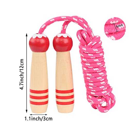 Jump Rope Kids, 7ft Adjustable Cotton Skipping Rope with Wooden Handle for Boys and Girls Fitness Outdoor Exercise - style: Red