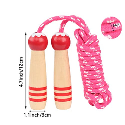 Jump Rope Kids, 7ft Adjustable Cotton Skipping Rope with Wooden Handle for Boys and Girls Fitness Outdoor Exercise - style: Red